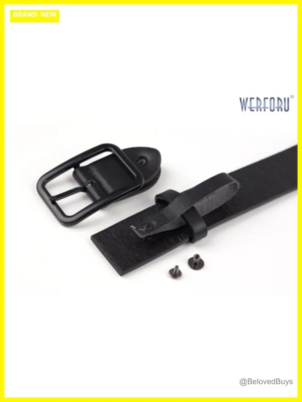 Classic Faux Leather Belt with Square Silver Buckle - Adjustable 9 Holes -